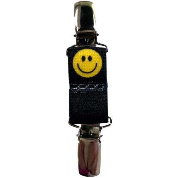 Children's Clip-on Glove and Mitten Keepers (One Set of Clips)  Black Smiley - Picture 2 of 3